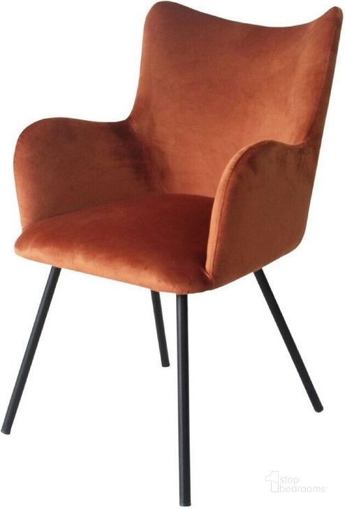 The appearance of Modrest Barrett Modern Orange And Black Dining Chair designed by VIG Furniture in the modern / contemporary interior design. This orange piece of furniture  was selected by 1StopBedrooms from Modrest Barrett Collection to add a touch of cosiness and style into your home. Sku: VGYFDC1040-ORG-DC. Product Type: Dining Chair. Material: Velvet. Image1