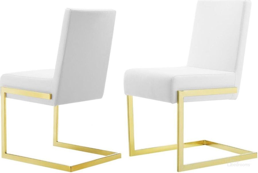 The appearance of Modrest Batavia Modern White Dining Chair Set Of 2 VGEWF3131BM-WHT-DC designed by VIG Furniture in the modern / contemporary interior design. This white and gold piece of furniture  was selected by 1StopBedrooms from Modrest Batavia Collection to add a touch of cosiness and style into your home. Sku: VGEWF3131BM-WHT-DC. Product Type: Dining Chair. Material: Stainless Steel. Image1