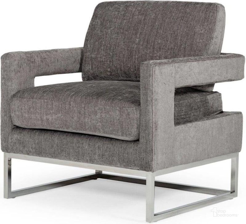 The appearance of Modrest Edna Modern Dark Grey Fabric Accent Chair designed by VIG Furniture in the modern / contemporary interior design. This dark grey piece of furniture  was selected by 1StopBedrooms from Modrest Edna Collection to add a touch of cosiness and style into your home. Sku: VGRHRHS-AC-201-GRY. Material: Fabric. Product Type: Accent Chair. Image1