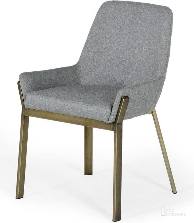 The appearance of Modrest Ganon Modern Grey And Antique Brass Dining Chair designed by VIG Furniture in the modern / contemporary interior design. This grey piece of furniture  was selected by 1StopBedrooms from Modrest Collection to add a touch of cosiness and style into your home. Sku: VGGAGA-6736CH-GRY-DC. Material: Fabric. Product Type: Dining Chair. Image1