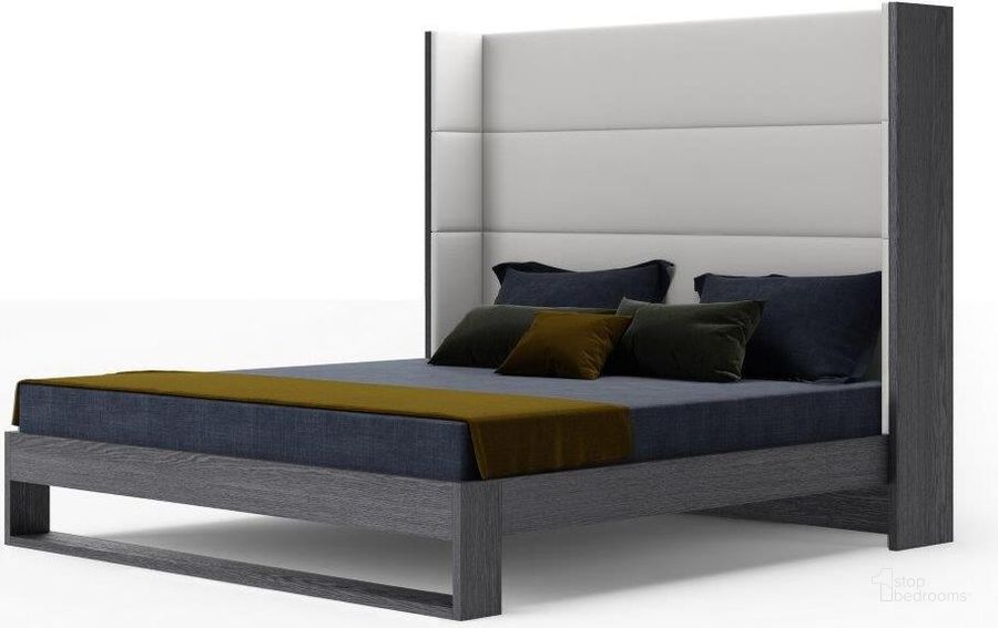 The appearance of Modrest Heloise Eastern King Contemporary White Leather And Grey Elm Trim Bed designed by VIG Furniture in the modern / contemporary interior design. This grey piece of furniture  was selected by 1StopBedrooms from Modrest Heloise Collection to add a touch of cosiness and style into your home. Sku: VGBBMA1502-GRY-BED-EK. Bed Type: Platform Bed. Material: Leather. Product Type: Platform Bed. Bed Size: King. Image1