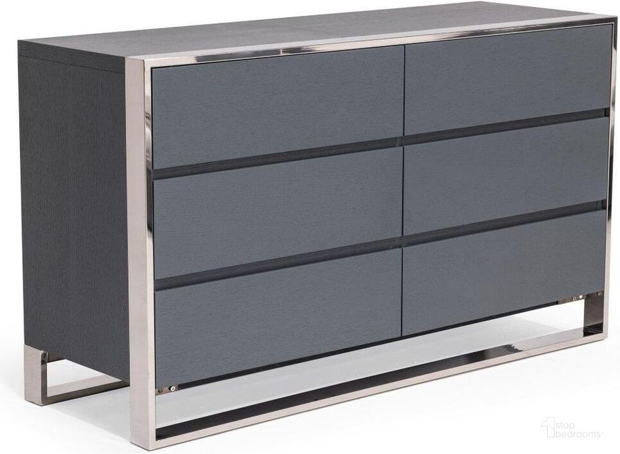 The appearance of Modrest Jolene Modern Grey Dresser designed by VIG Furniture in the modern / contemporary interior design. This grey piece of furniture  was selected by 1StopBedrooms from Modrest Jolene Collection to add a touch of cosiness and style into your home. Sku: VGBBMC1710DR-GRY-DRS. Product Type: Dresser. Material: Stainless Steel. Image1