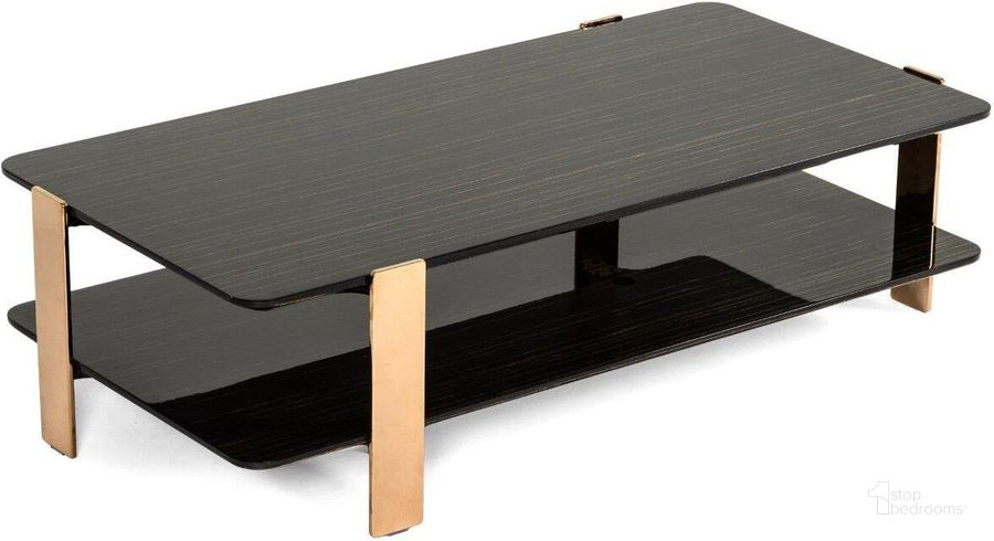 The appearance of Modrest Leroy Modern Ebony And Rosegold Coffee Table designed by VIG Furniture in the modern / contemporary interior design. This ebony piece of furniture  was selected by 1StopBedrooms from Modrest Leroy Collection to add a touch of cosiness and style into your home. Sku: VGHB280D-EBN. Product Type: Coffee Table. Material: Stainless Steel. Image1