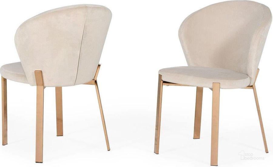 The appearance of Modrest Nadia Modern Beige Velvet And Rosegold Dining Chair Set Of 2 designed by VIG Furniture in the modern / contemporary interior design. This beige piece of furniture  was selected by 1StopBedrooms from Modrest Collection to add a touch of cosiness and style into your home. Sku: VGVCB209-BEI. Product Type: Dining Chair. Material: Stainless Steel. Image1