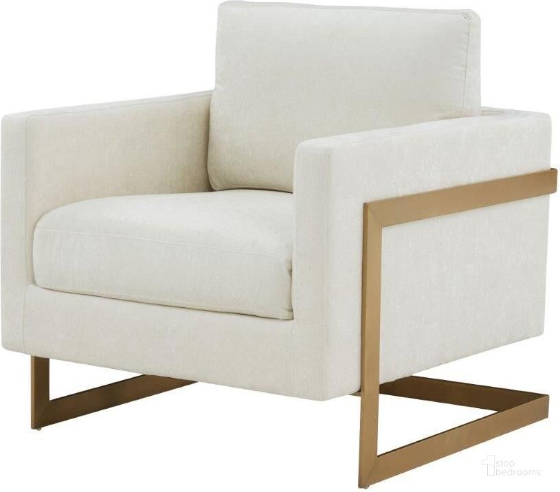The appearance of Modrest Prince Contemporary Cream And Gold Fabric Accent Chair designed by VIG Furniture in the modern / contemporary interior design. This white piece of furniture  was selected by 1StopBedrooms from Modrest Prince Collection to add a touch of cosiness and style into your home. Sku: VGRHRHS-AC-255-WHT-CH. Material: Fabric. Product Type: Accent Chair. Image1