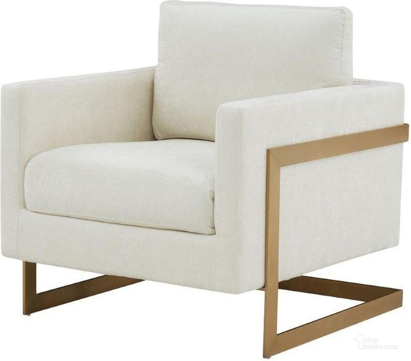 The appearance of Modrest Prince Contemporary Cream And Gold Fabric Accent Chair designed by VIG Furniture in the modern / contemporary interior design. This white piece of furniture  was selected by 1StopBedrooms from Modrest Prince Collection to add a touch of cosiness and style into your home. Sku: VGRHRHS-AC-255-WHT-CH. Material: Fabric. Product Type: Accent Chair. Image1