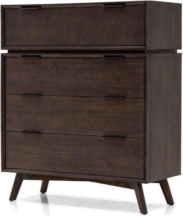 The appearance of Modrest Roger Mid-Century Acacia Chest designed by VIG Furniture in the transitional interior design. This brown piece of furniture  was selected by 1StopBedrooms from Modrest Roger Collection to add a touch of cosiness and style into your home. Sku: VGWROGER-BRN-CHEST. Material: Wood. Product Type: Chest. Image1
