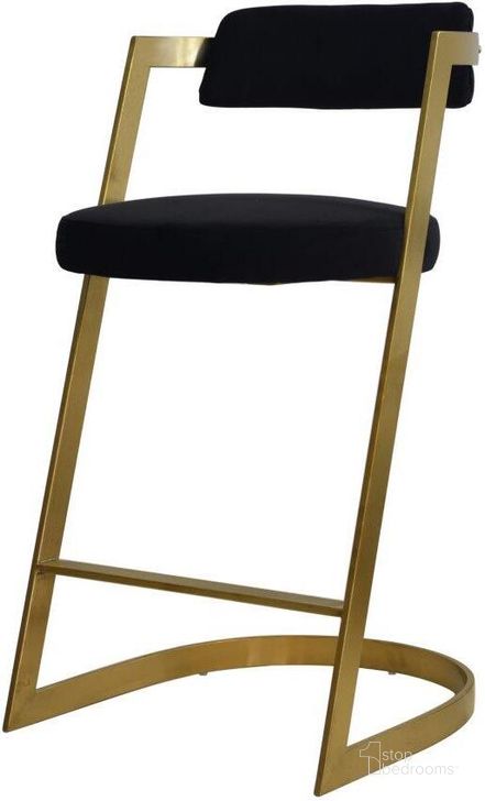 The appearance of Modrest Shandra Black Velvet And Gold Counter Stool designed by VIG Furniture in the modern / contemporary interior design. This black piece of furniture  was selected by 1StopBedrooms from Modrest Collection to add a touch of cosiness and style into your home. Sku: VGRHRHS-CS-220-FB-BLK-BS. Product Type: Barstool. Material: Stainless Steel. Image1