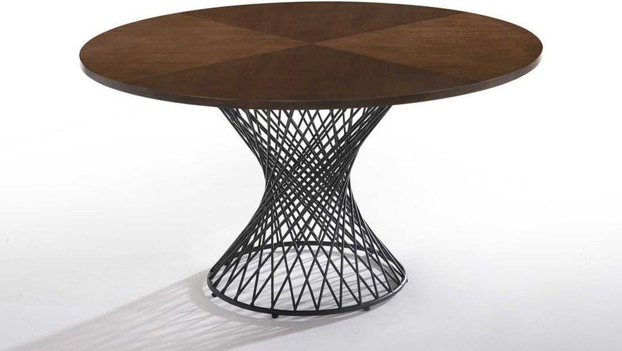 The appearance of Modrest Theresa Modern Round Walnut And Black Table designed by VIG Furniture in the modern / contemporary interior design. This walnut piece of furniture  was selected by 1StopBedrooms from Modrest Theresa Collection to add a touch of cosiness and style into your home. Sku: VGMAMIT-5210. Table Base Style: Pedestal. Table Top Shape: Round. Material: Wood. Product Type: Dining Table. Size: 54.