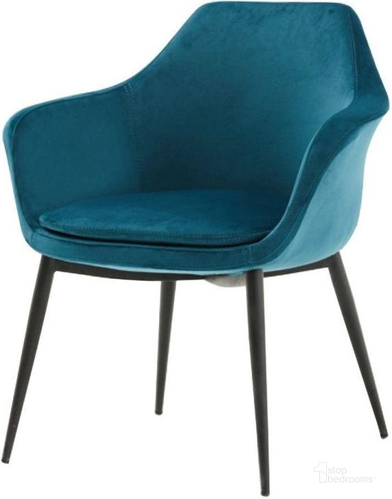 The appearance of Modrest Wilson Modern Teal Velvet And Black Dining Chair designed by VIG Furniture in the modern / contemporary interior design. This blue piece of furniture  was selected by 1StopBedrooms from Modrest Wilson Collection to add a touch of cosiness and style into your home. Sku: VGHR3404-TEAL. Material: Fabric. Product Type: Dining Chair. Image1