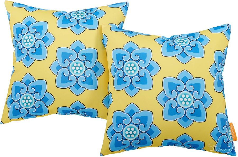 The appearance of Modway Cornflower Two Piece Outdoor Patio Pillow Set designed by Modway in the modern / contemporary interior design. This cornflower piece of furniture  was selected by 1StopBedrooms from Modway Collection to add a touch of cosiness and style into your home. Sku: EEI-2401-COR. Material: Polyester. Product Type: Outdoor Pillow. Image1