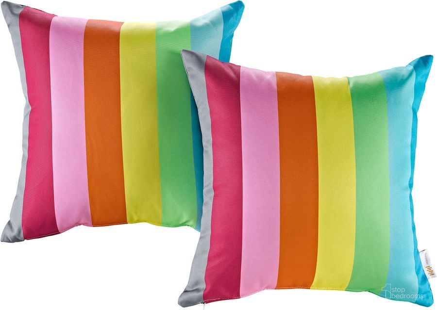 The appearance of Modway Rainbow Two Piece Outdoor Patio Pillow Set designed by Modway in the modern / contemporary interior design. This rainbow piece of furniture  was selected by 1StopBedrooms from Modway Collection to add a touch of cosiness and style into your home. Sku: EEI-2401-RAN. Material: Polyester. Product Type: Outdoor Pillow. Image1