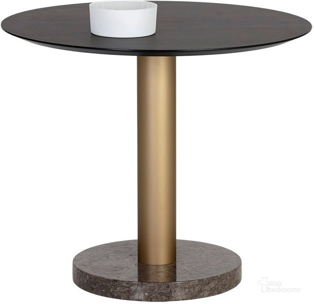 The appearance of Monaco Bistro Table - Gold - Light Grey Marble/Charcoal Grey - 35.5 Inch designed by Sunpan in the modern / contemporary interior design. This gray piece of furniture  was selected by 1StopBedrooms from Monaco Collection to add a touch of cosiness and style into your home. Sku: 105878. Table Base Style: Pedestal. Table Top Shape: Round. Material: Wood. Product Type: Dining Table. Size: 36". Image1