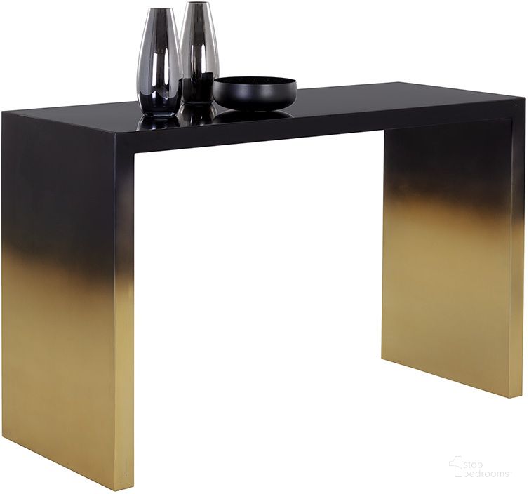 The appearance of Monaro Console Table designed by Sunpan in the modern / contemporary interior design. This black piece of furniture  was selected by 1StopBedrooms from Monaro Collection to add a touch of cosiness and style into your home. Sku: 109405. Product Type: Console Table. Material: Stainless Steel. Image1