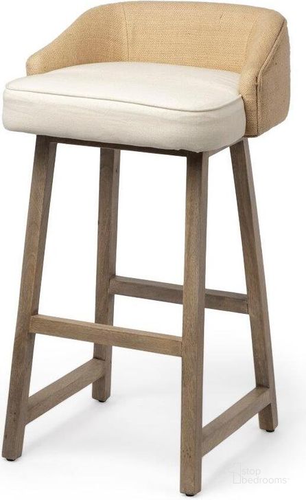 The appearance of Monmouth 30.5 Inch Seat Height Cream And Beige Fabric Seat Brown Wood Frame Bar Stool designed by Mercana in the modern / contemporary interior design. This brown and cream piece of furniture  was selected by 1StopBedrooms from Monmouth Collection to add a touch of cosiness and style into your home. Sku: 68142. Material: Wood. Product Type: Barstool. Image1