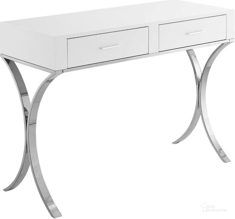 The appearance of Monroe Chrome Console designed by Meridian in the modern / contemporary interior design. This chrome piece of furniture  was selected by 1StopBedrooms from Monroe Collection to add a touch of cosiness and style into your home. Sku: 462-T. Product Type: Console. Image1
