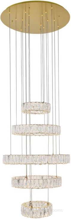 The appearance of Monroe Integrated Led Chip Light Gold Chandelier 3503G5LG designed by Elegant Lighting in the modern / contemporary interior design. This gold piece of furniture  was selected by 1StopBedrooms from Monroe Collection to add a touch of cosiness and style into your home. Sku: 3503G5LG. Material: Metal. Product Type: Chandelier. Image1