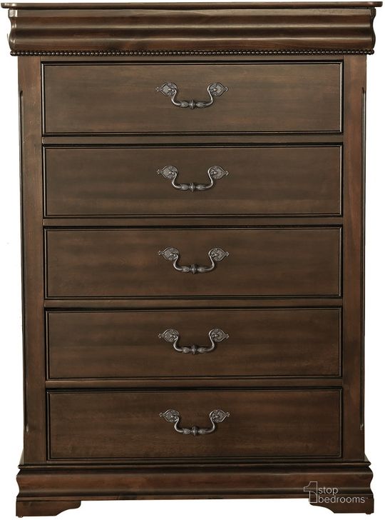 The appearance of Mont Belvieu Cherry Hidden Drawer Chest designed by Homelegance in the traditional interior design. This brown piece of furniture  was selected by 1StopBedrooms from Mont Belvieu Collection to add a touch of cosiness and style into your home. Sku: 1869-9. Material: Wood. Product Type: Chest. Image1