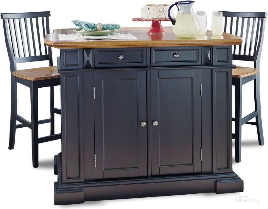 The appearance of Montauk Black Kitchen Island Set designed by Homestyles in the traditional interior design. This black piece of furniture  was selected by 1StopBedrooms from Montauk Collection to add a touch of cosiness and style into your home. Sku: 5003-942;5003-941;5003-943;5003-89;5003-89. Material: Wood. Product Type: Kitchen Islands and Serving Cart. Image1