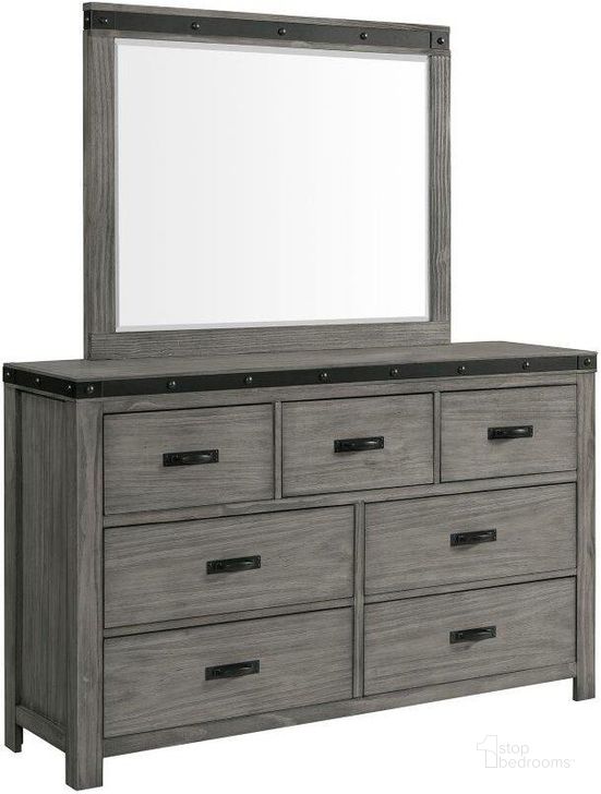 The appearance of Montauk Gray 7 Drawer Dresser With Mirror designed by Picket House in the transitional interior design. This gray piece of furniture  was selected by 1StopBedrooms from Montauk Collection to add a touch of cosiness and style into your home. Sku: WE600DR;WE600MR. Product Type: Dresser and Mirror. Material: Pine. Image1