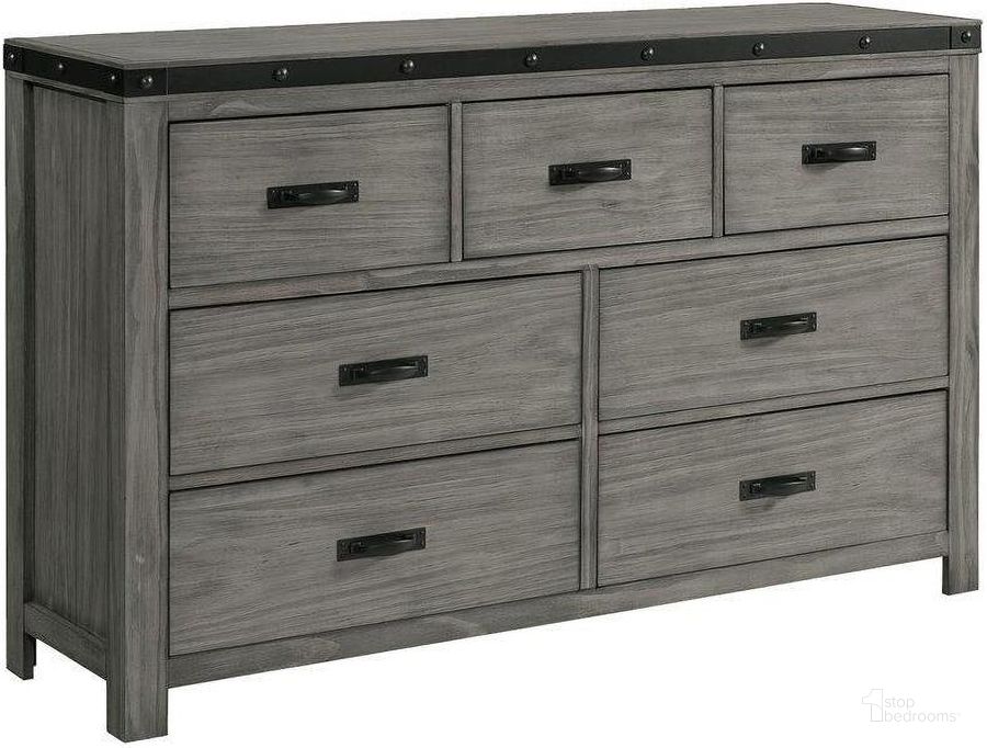 The appearance of Montauk Gray 7 Drawer Dresser designed by Picket House in the transitional interior design. This gray piece of furniture  was selected by 1StopBedrooms from Montauk Collection to add a touch of cosiness and style into your home. Sku: WE600DR. Product Type: Dresser. Material: Pine. Image1