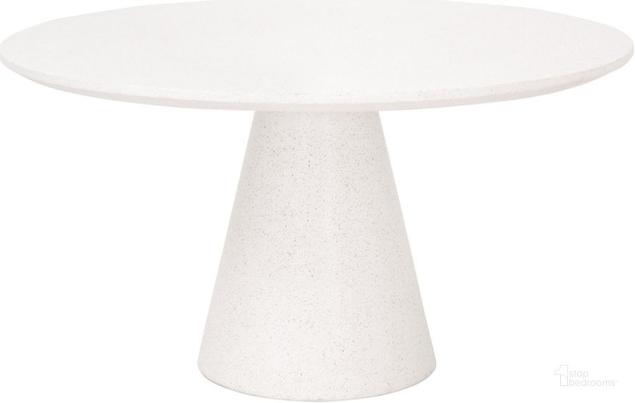 The appearance of Monterey 55 Inch Dining Table designed by Essentials For Living in the transitional interior design. This ivory piece of furniture  was selected by 1StopBedrooms from Monterey Collection to add a touch of cosiness and style into your home. Sku: 4629.IVO-TER. Table Base Style: Pedestal. Table Top Shape: Round. Product Type: Dining Table. Material: Concrete. Size: 55". Image1