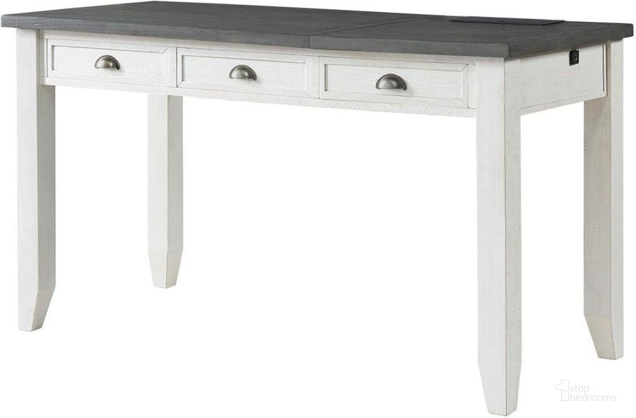 The appearance of Monterey 57 Inch LiftTop Desk With Fingerprint Lock In White Stain And Grey designed by Martin Svensson Home in the coastal interior design. This grey piece of furniture  was selected by 1StopBedrooms from Monterey Collection to add a touch of cosiness and style into your home. Sku: 7908902. Product Type: Desk. Material: Pine. Image1