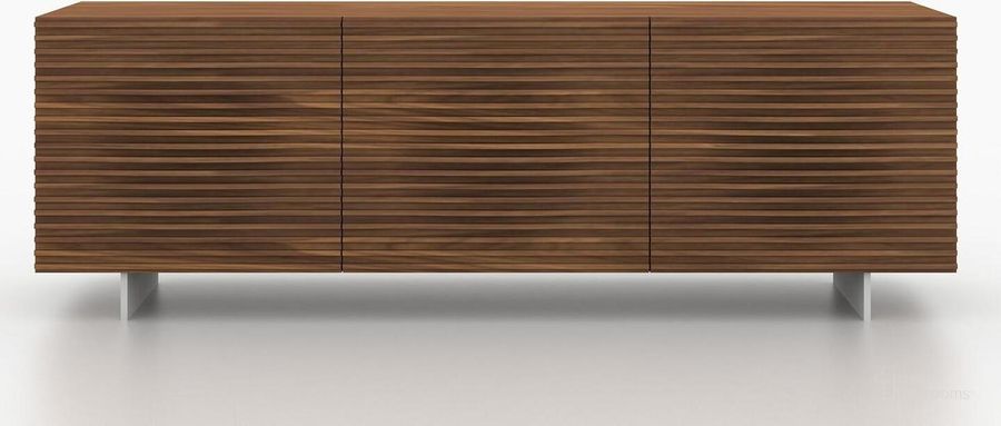 The appearance of Moon Walnut Buffet designed by Casabianca Home in the modern / contemporary interior design. This brown piece of furniture  was selected by 1StopBedrooms from Moon Collection to add a touch of cosiness and style into your home. Sku: CB-3776-WAL. Product Type: Buffets, Sideboards and Server. Material: Stainless Steel. Image1