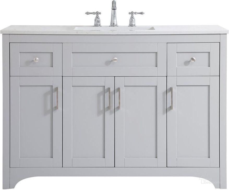 The appearance of Moore 48 Inch Single Bathroom Vanity In Grey designed by Elegant Lighting in the traditional interior design. This grey piece of furniture  was selected by 1StopBedrooms from Moore Collection to add a touch of cosiness and style into your home. Sku: VF17048GR. Material: MDF. Product Type: Bathroom Vanity. Image1