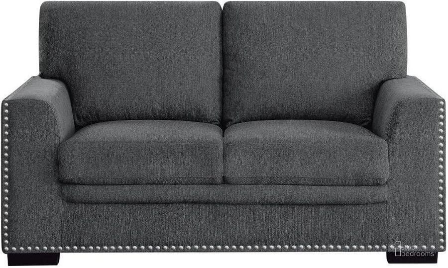 The appearance of Morelia Charcoal Loveseat designed by Homelegance in the modern / contemporary interior design. This charcoal piece of furniture  was selected by 1StopBedrooms from Morelia Collection to add a touch of cosiness and style into your home. Sku: 9468CC-2. Product Type: Loveseat. Material: Chenille. Image1