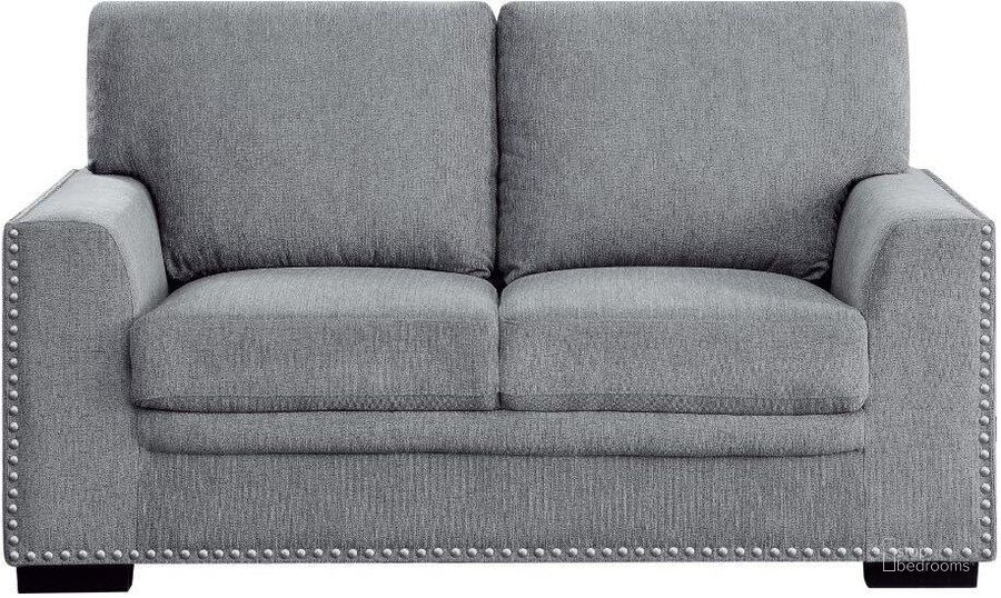 The appearance of Morelia Gray Loveseat designed by Homelegance in the modern / contemporary interior design. This gray piece of furniture  was selected by 1StopBedrooms from Morelia Collection to add a touch of cosiness and style into your home. Sku: 9468DG-2. Product Type: Loveseat. Material: Chenille. Image1