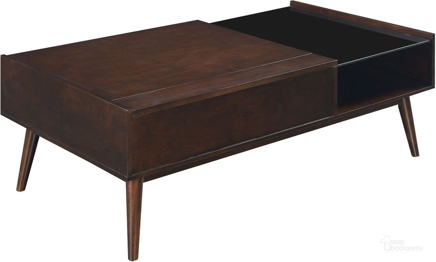 The appearance of Morgan Espresso Mid Century Lift Top Coffee Table designed by Picket House in the modern / contemporary interior design. This brown piece of furniture  was selected by 1StopBedrooms from Morgan Collection to add a touch of cosiness and style into your home. Sku: CJTN400CTE. Product Type: Coffee Table. Material: MDF. Image1