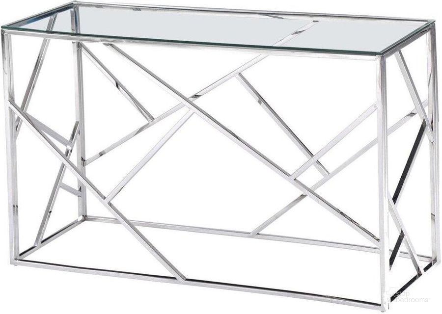 The appearance of Morganna Stainless Steel Living Room Console Table In Silver designed by Best Master Furniture in the modern / contemporary interior design. This silver piece of furniture  was selected by 1StopBedrooms from Morganna Collection to add a touch of cosiness and style into your home. Sku: E26SS. Product Type: Console Table. Material: Stainless Steel.