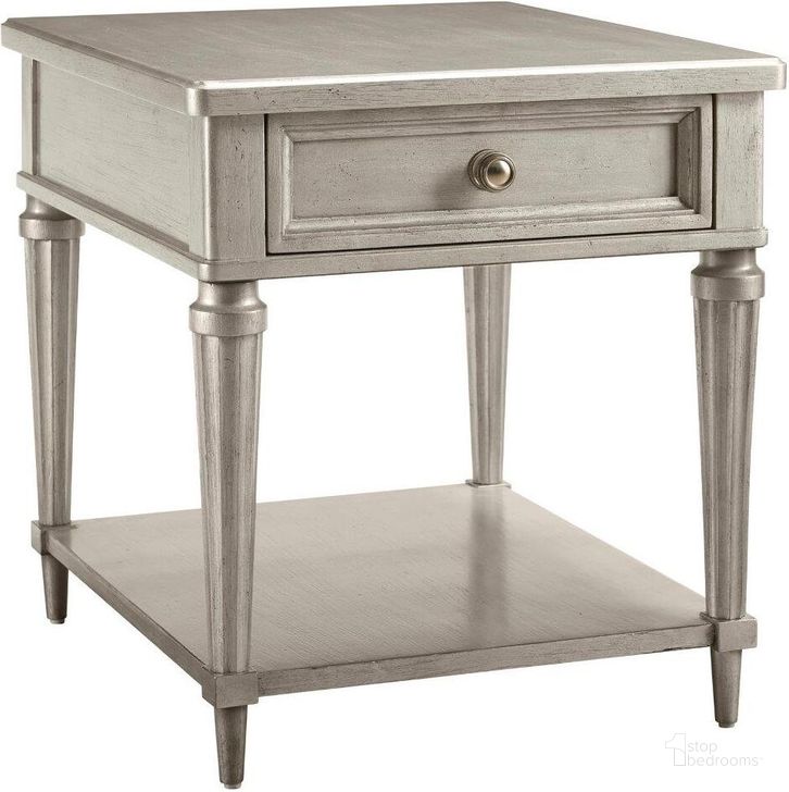 The appearance of Morrissey Bezel Kirke End Table designed by A.R.T. in the transitional interior design. This gray piece of furniture  was selected by 1StopBedrooms from Morrissey Collection to add a touch of cosiness and style into your home. Sku: 218303-2727. Material: Wood. Product Type: End Table. Image1