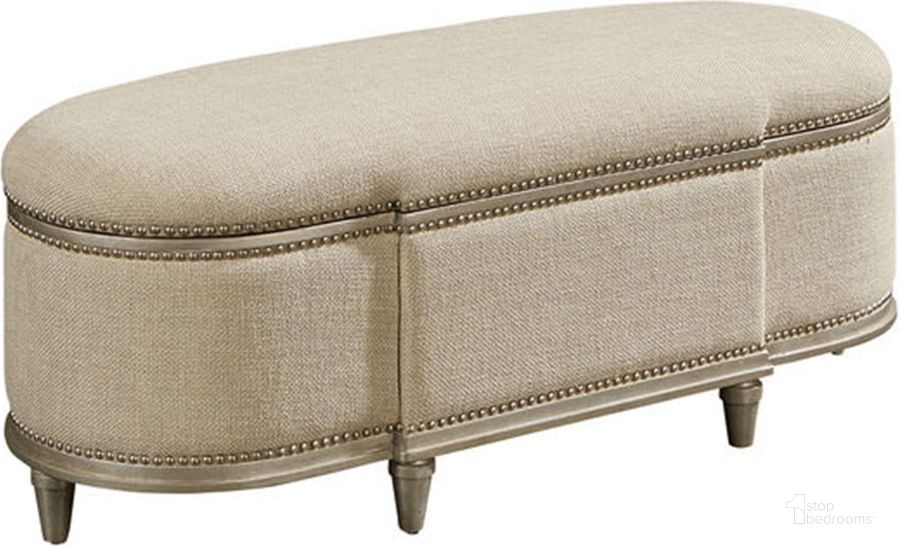 The appearance of Morrissey Bezel Rhodes Storage Bench designed by A.R.T. in the transitional interior design. This brown piece of furniture  was selected by 1StopBedrooms from Morrissey Collection to add a touch of cosiness and style into your home. Sku: 218149-2727. Material: Fabric. Product Type: Storage Bench. Image1