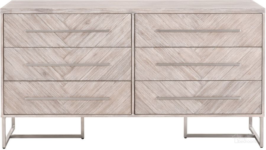 The appearance of Mosaic Natural Gray Double Dresser designed by Essentials For Living in the transitional interior design. This brown piece of furniture  was selected by 1StopBedrooms from Traditions Collection to add a touch of cosiness and style into your home. Sku: 6049.NG. Product Type: Dresser. Material: Stainless Steel. Image1