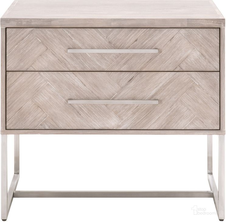 The appearance of Mosaic Natural Gray Nightstand designed by Essentials For Living in the transitional interior design. This brown piece of furniture  was selected by 1StopBedrooms from Traditions Collection to add a touch of cosiness and style into your home. Sku: 6048.NG. Product Type: Nightstand. Material: Stainless Steel. Image1