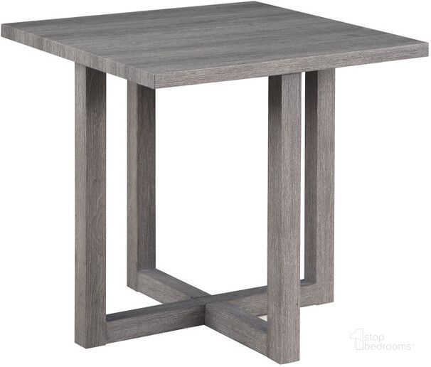 The appearance of Moseberg Distressed Gray End Table designed by Lilola Home in the modern / contemporary interior design. This distressed gray piece of furniture  was selected by 1StopBedrooms from Moseberg Collection to add a touch of cosiness and style into your home. Sku: 98012. Product Type: End Table. Material: Rubberwood. Image1