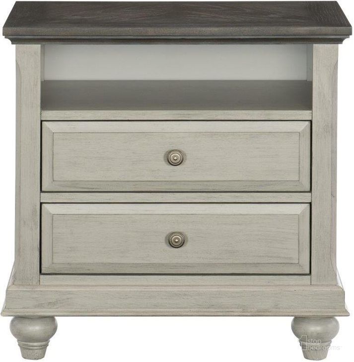 The appearance of Mossbrook Light Gray Nightstand designed by Homelegance in the transitional interior design. This gray piece of furniture  was selected by 1StopBedrooms from Mossbrook Collection to add a touch of cosiness and style into your home. Sku: 1568-4. Material: Wood. Product Type: Nightstand. Image1