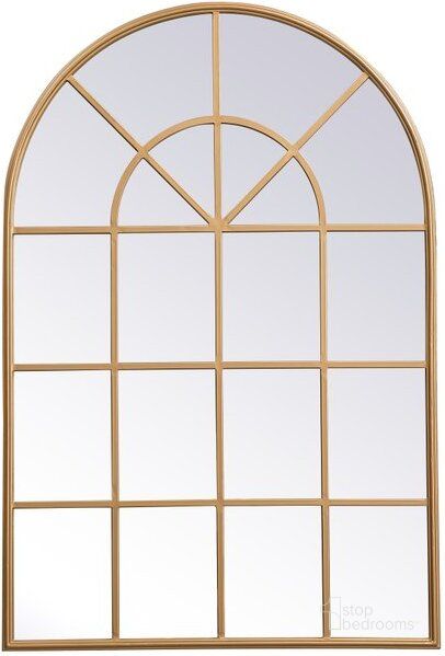 The appearance of Motif Brass Rectangle Decorative Mirror designed by Elegant Lighting in the transitional interior design. This brass piece of furniture  was selected by 1StopBedrooms from Motif Collection to add a touch of cosiness and style into your home. Sku: MR613248BR. Material: Metal. Product Type: Mirror. Image1