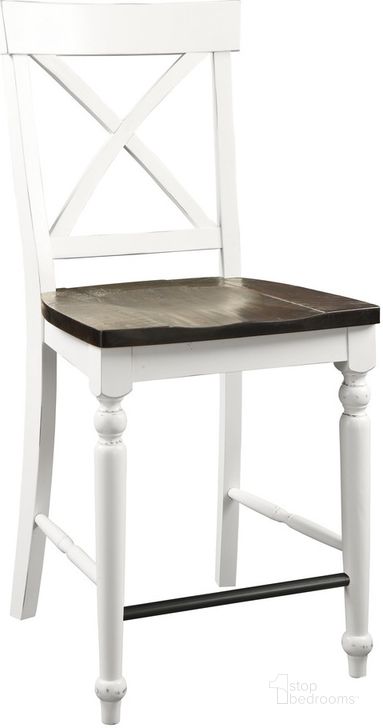 The appearance of Mountain Retreat 24 Inch Barstool In Antique White designed by Emerald Home Furnishings in the country / farmhouse interior design. This antique white piece of furniture  was selected by 1StopBedrooms from Mountain Retreat Collection to add a touch of cosiness and style into your home. Sku: D601-24-09. Material: Wood. Product Type: Barstool. Image1