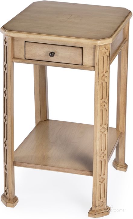 The appearance of Moyer Side Table with Storage In Beige designed by Butler Specialty Company in the traditional interior design. This beige piece of furniture  was selected by 1StopBedrooms from Moyer Collection to add a touch of cosiness and style into your home. Sku: 1486424. Product Type: Side Table. Material: Rubberwood. Image1
