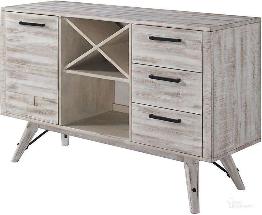 The appearance of Modern Rustic Server designed by Intercon in the rustic / southwestern interior design. This gray piece of furniture  was selected by 1StopBedrooms from Modern Rustic Collection to add a touch of cosiness and style into your home. Sku: MR-CA-5836-WWH-C. Product Type: Buffets, Sideboards and Server. Image1