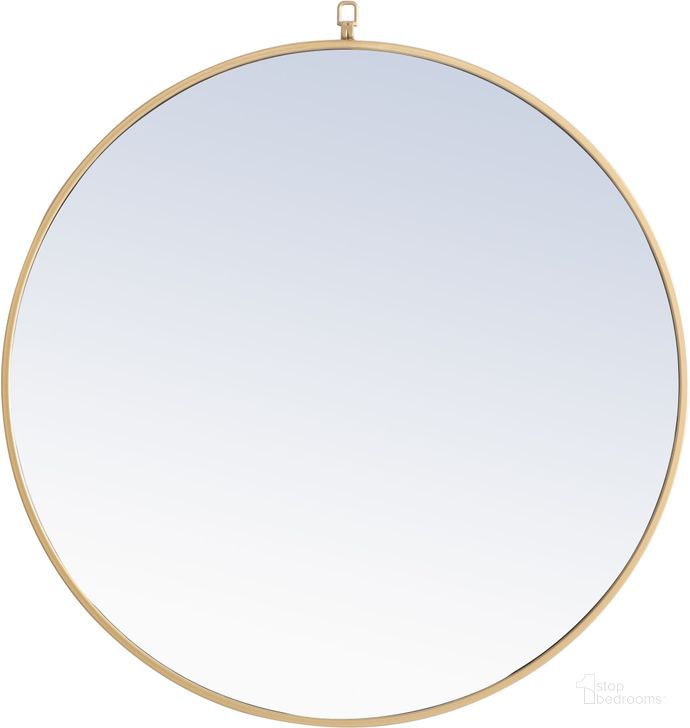 The appearance of Mr4058br Eternity 32" Round Brass Mirror designed by Elegant Lighting in the modern / contemporary interior design. This brown piece of furniture  was selected by 1StopBedrooms from Eternity Collection to add a touch of cosiness and style into your home. Sku: MR4058BR. Material: Metal. Product Type: Accent Mirror. Image1