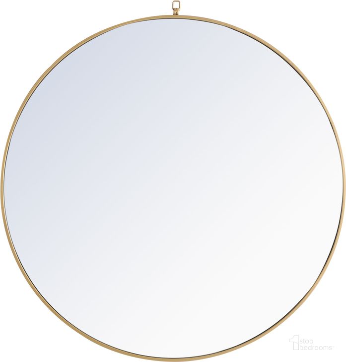 The appearance of Mr4065br Eternity 42" Round Brass Mirror designed by Elegant Lighting in the modern / contemporary interior design. This brown piece of furniture  was selected by 1StopBedrooms from Eternity Collection to add a touch of cosiness and style into your home. Sku: MR4065BR. Material: Metal. Product Type: Accent Mirror. Image1