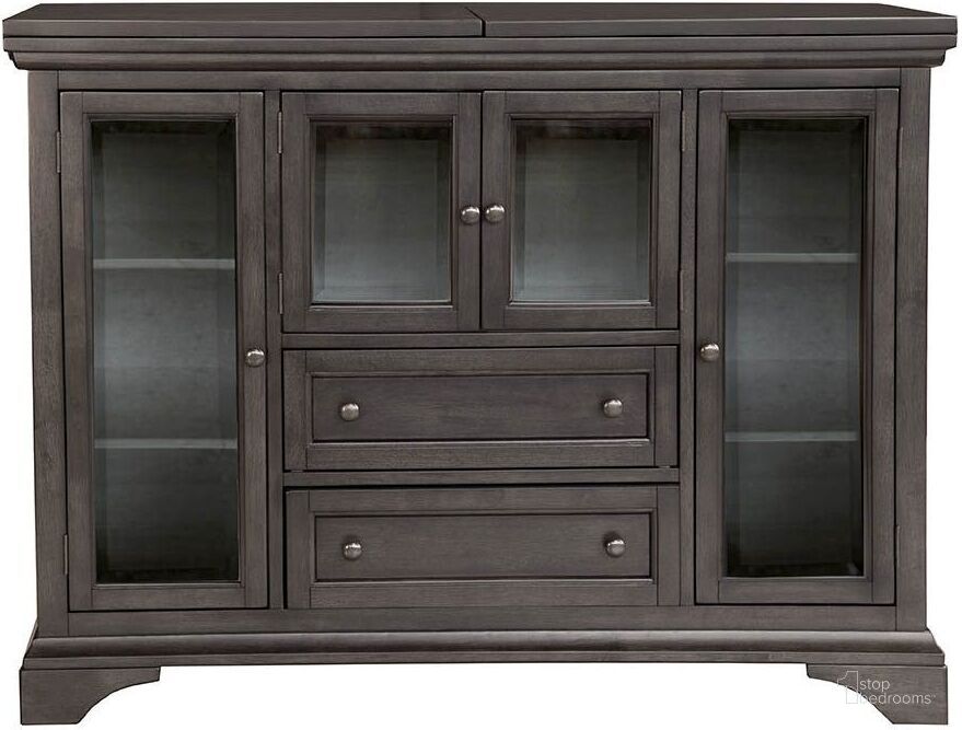 The appearance of Mariposa Warm Gray Flip-Top Server designed by A-America in the transitional interior design. This gray piece of furniture  was selected by 1StopBedrooms from Mariposa Collection to add a touch of cosiness and style into your home. Sku: MRPWG9010. Product Type: Buffets, Sideboards and Server. Material: Rubberwood. Image1