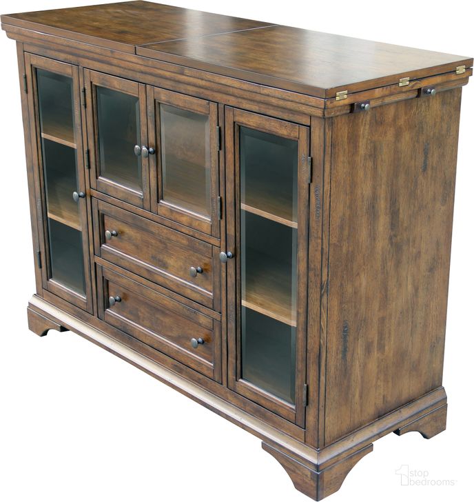The appearance of Mariposa Rustic Whiskey Flip-Top Server designed by A-America in the transitional interior design. This whiskey piece of furniture  was selected by 1StopBedrooms from Mariposa Collection to add a touch of cosiness and style into your home. Sku: MRPRW9010. Product Type: Buffets, Sideboards and Server. Material: Rubberwood. Image1