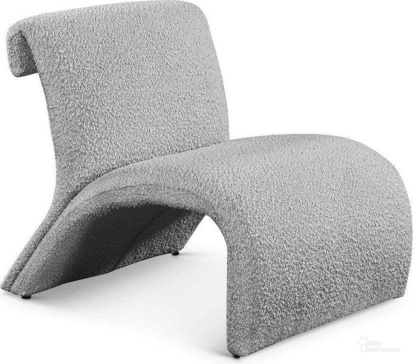The appearance of Mulberry Grey Boucle Fabric Accent Chair designed by Meridian in the modern / contemporary interior design. This grey piece of furniture  was selected by 1StopBedrooms from Mulberry Collection to add a touch of cosiness and style into your home. Sku: 483Grey. Product Type: Accent Chair. Material: Iron. Image1