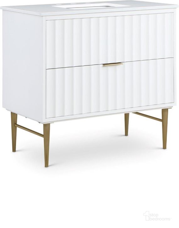 The appearance of Mulgan White Bathroom Vanity Bathroom Furniture 0qb24543870 designed by Furnique in the modern / contemporary interior design. This white piece of furniture  was selected by 1StopBedrooms from Mulgan Collection to add a touch of cosiness and style into your home. Sku: 401White-36. Material: Wood. Product Type: Bathroom Vanity. Image1