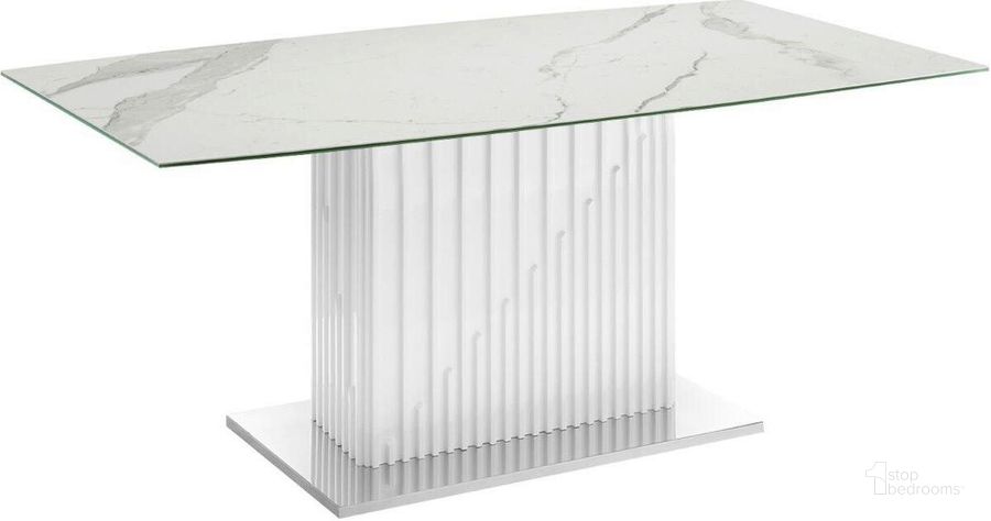 The appearance of Mulganville White Dining Table 0qd24431946 designed by FineForm in the modern / contemporary interior design. This white piece of furniture  was selected by 1StopBedrooms from Mulganville Collection to add a touch of cosiness and style into your home. Sku: TC-MFIX08WHTMAR. Table Base Style: Pedestal. Product Type: Dining Table. Material: Porcelain. Table Top Shape: Rectangular. Size: 71.